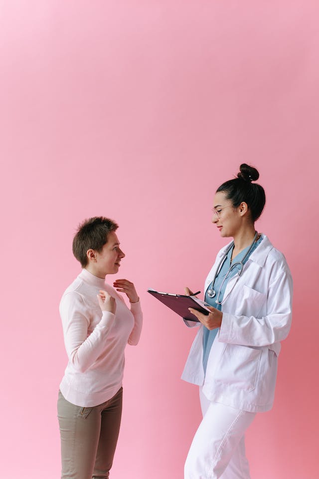 a doctor talking to her patient