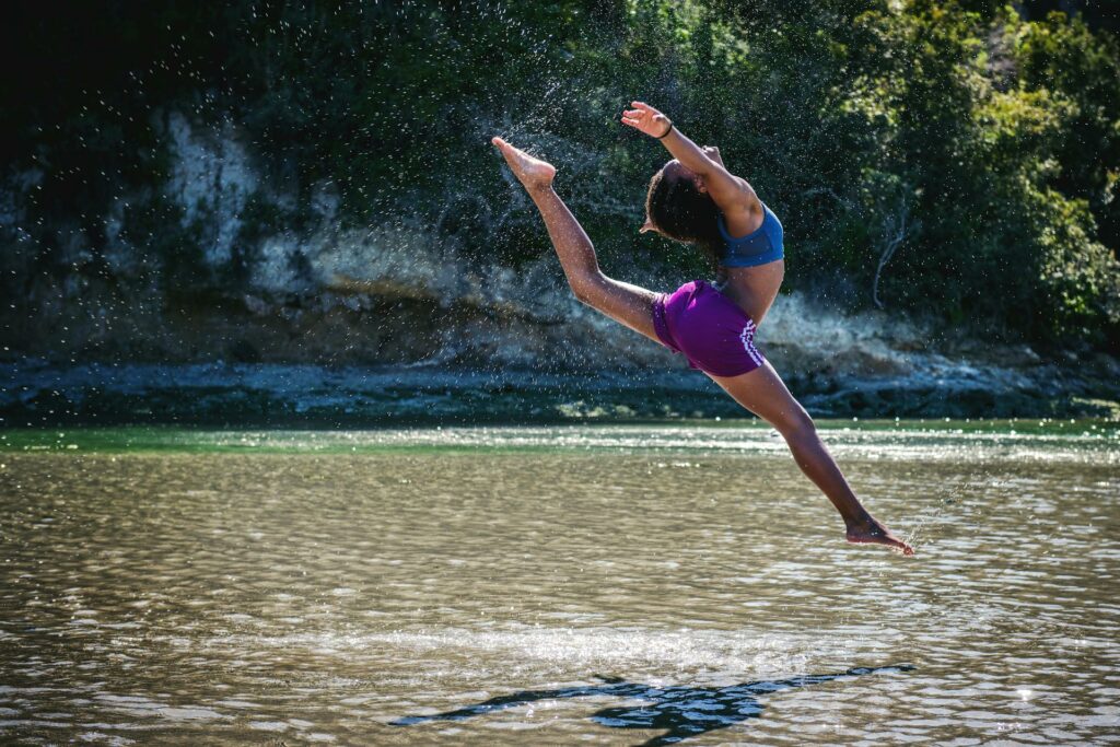 Flexbile woman jumping